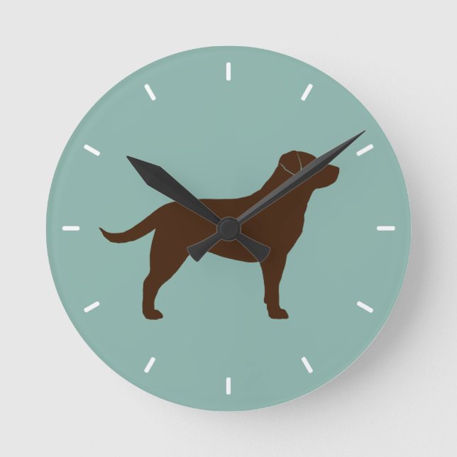 Horloge Ronde Silhouette de Labrador Retriever Chocolat (Recto)