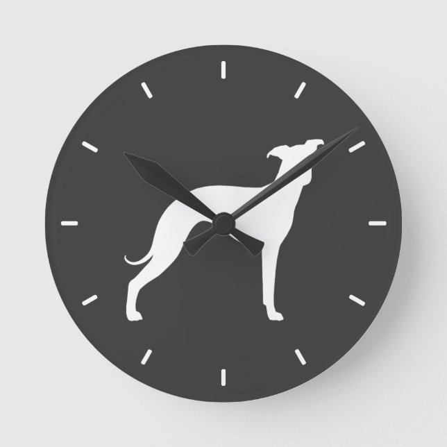 Horloge Ronde Silhouette de Lévrier Italien (Recto)