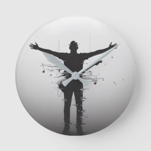 Horloge Ronde Silhouette de musicien