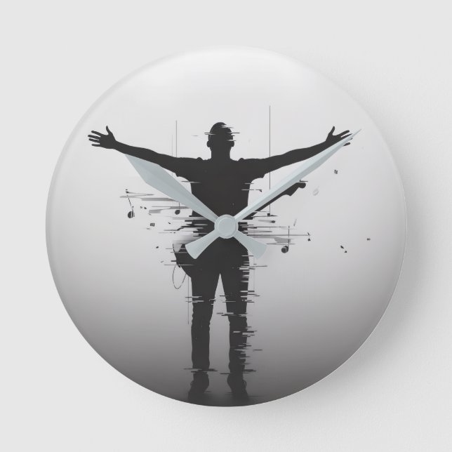 Horloge Ronde Silhouette de musicien (Recto)