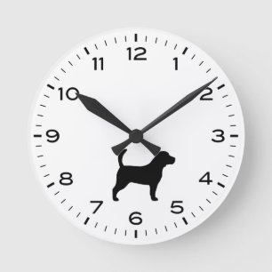 Horloge Ronde Silhouette de race de chien beagle