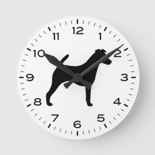 Horloge Ronde Silhouette de race de chien de Terrier de renard l