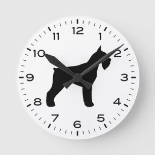 Horloge Ronde Silhouette de race de chien Schnauzer géant