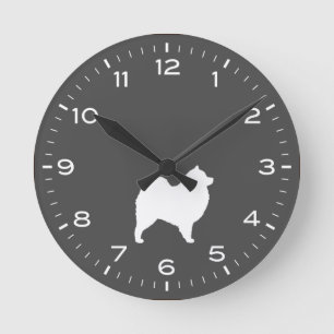 Horloge Ronde Silhouette de Samoyed Dog
