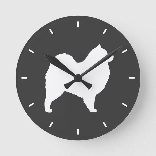 Horloge Ronde Silhouette de Samoyède (Recto)
