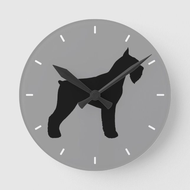 Horloge Ronde Silhouette de Schnauzer géant (Recto)