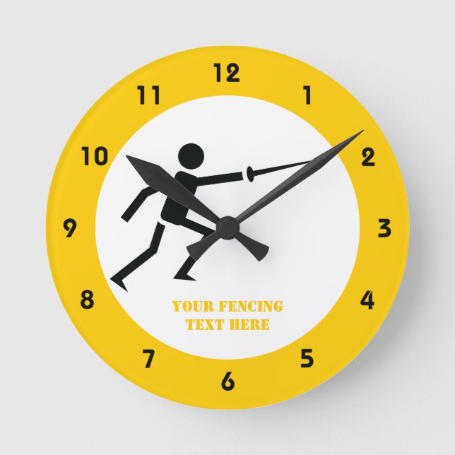 Horloge Ronde Silhouette noire Fencer avec clôture d'épée person (Recto)