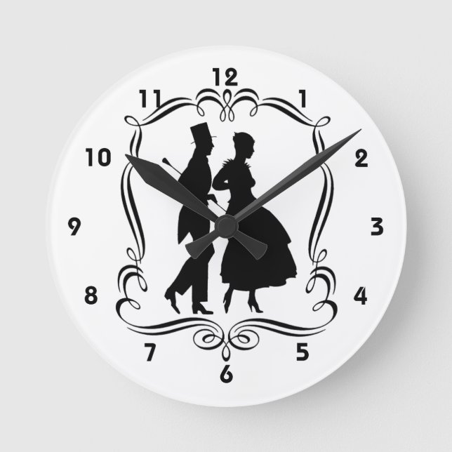 Horloge Ronde Silhouettes Homme Et Femme En Soirée (Recto)