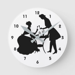 Horloge Ronde Silhouettes Victoriennes Homme Et Femme
