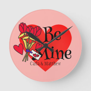Horloge Ronde simple et élégante valentine rose, Sweet for Crush