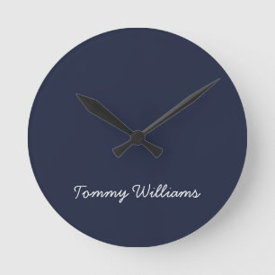 Horloge Ronde Simple minimaliste bleu marine