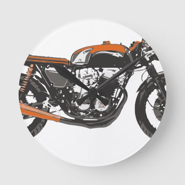 Horloge Ronde Simple Motorcycle - Cafe Racer 750 Drawing (Recto)