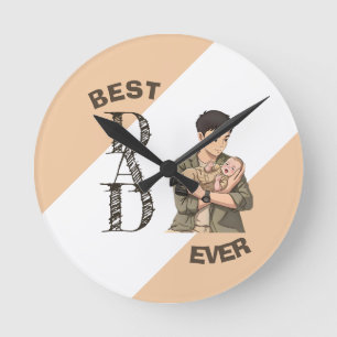 Horloge Ronde Simple Premier Papa Anime Style
