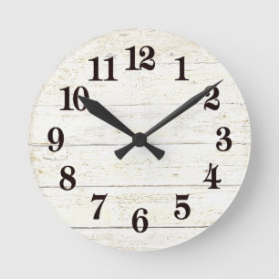 Horloge Ronde Simples bois blanc, 2 heures sur 24
