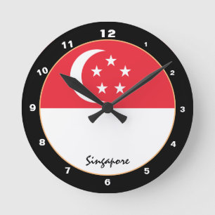 Horloge Ronde Singapore Flag & Singapour, mode/design branché