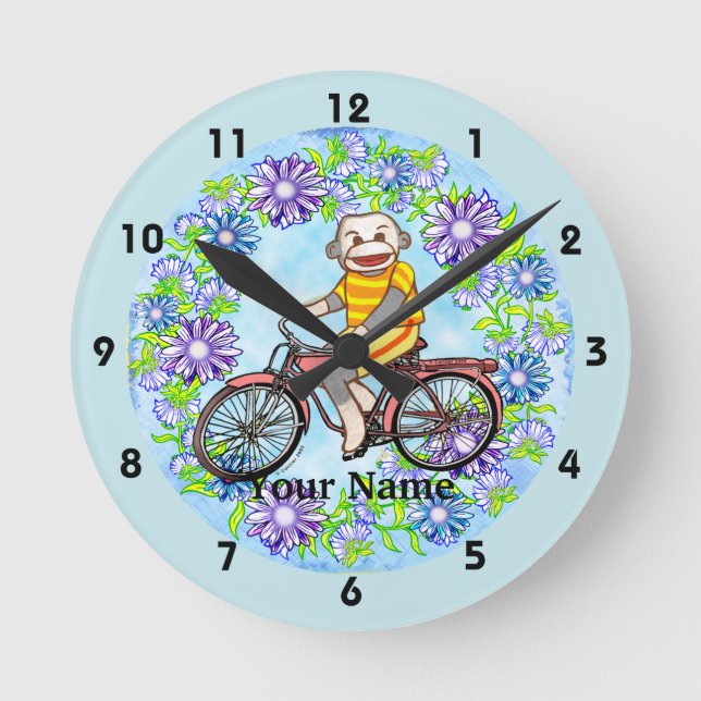 Horloge Ronde Singes Chaussette de Vélo à Pédales (Recto)