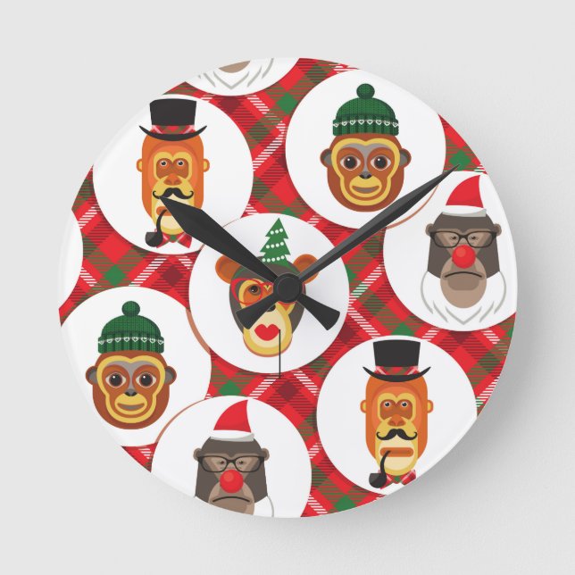 Horloge Ronde singes hippiques de Noël (Recto)