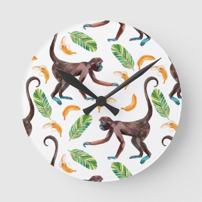 Horloge Ronde Singes sucrés Jonglant des bananes (Recto)