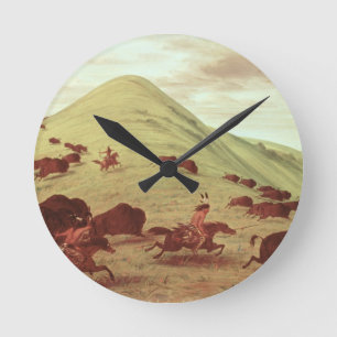 Horloge Ronde Sioux Indians hunting buffalo, 1835