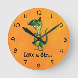 Horloge Ronde Sir T-rex with Moustaches
