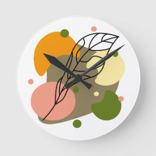 Horloge Ronde Sites abstraits intéressants avec feuilles