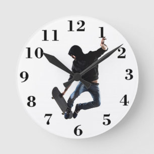 Horloge Ronde Skateboardeur