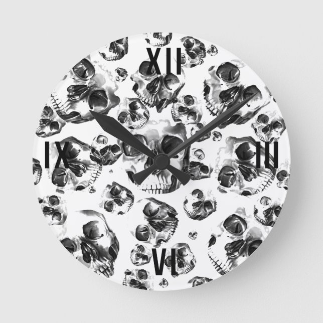 Horloge Ronde Skeleton Skull Art Pattern (Recto)