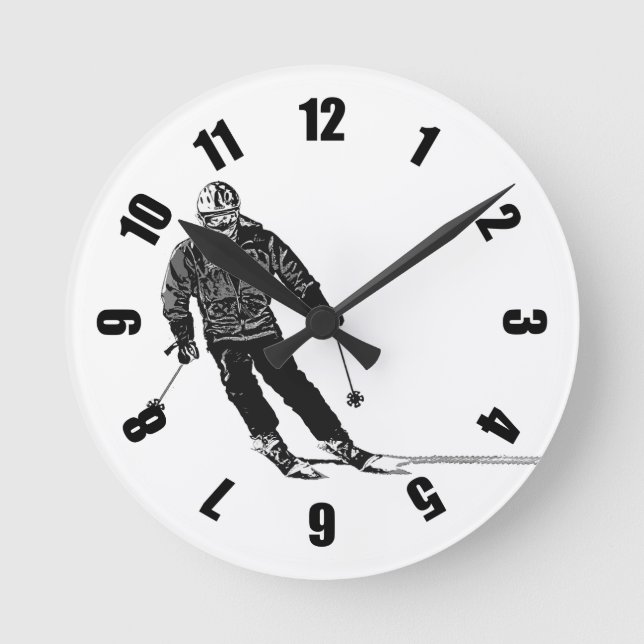 Horloge Ronde Ski de vacances - Ski de descente (Recto)