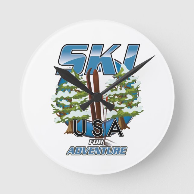 Horloge Ronde Ski USA Pour aventure logo. (Recto)