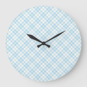 Horloge ronde Sky Blue and White Check