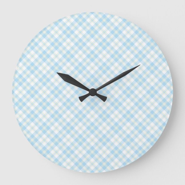Horloge ronde Sky Blue and White Check (Recto)