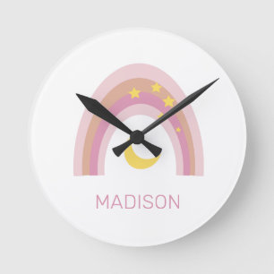 Horloge Ronde 'Sleepytime Rainbow', Girls Cute Boho Pink personn