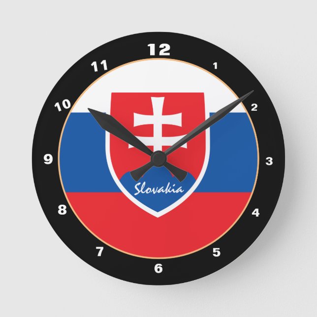 Horloge Ronde Slovaquie moderne Drapeau & Slovaquie Accueil / de (Recto)