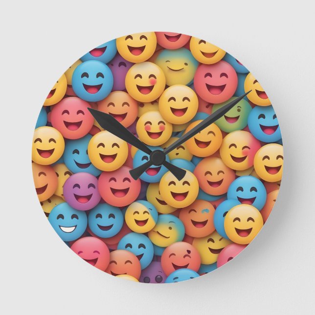 Horloge Ronde Smile coloré Emoji (Recto)