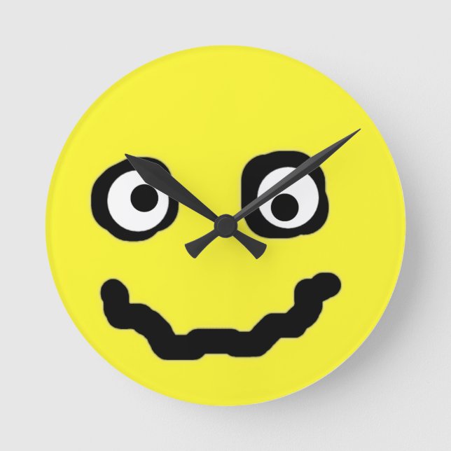 Horloge Ronde Smile Face Drôle mignon Jaune (Recto)