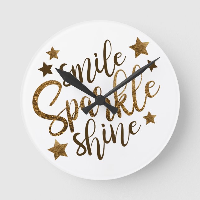 Horloge Ronde Smile Sparkle brillant Mur Inspirateur (Recto)