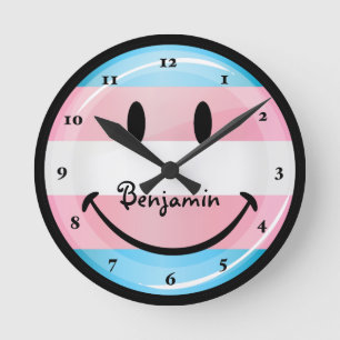 Horloge Ronde Smiling Transgender Flag