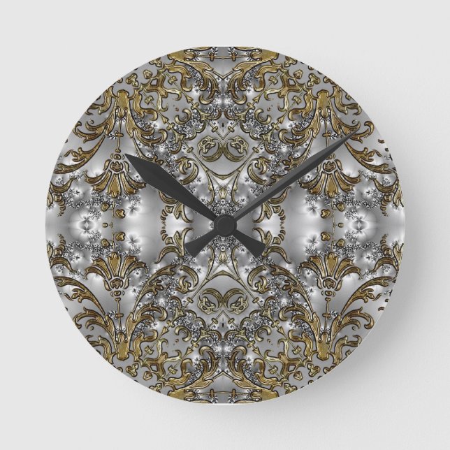 Horloge ronde Sml Motif or et argent (Recto)