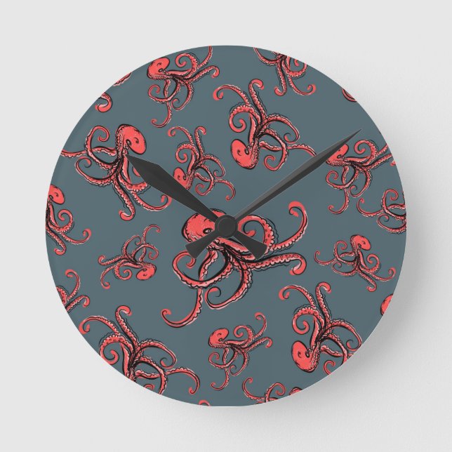 Horloge Ronde Sneaky Octopus Pattern (Recto)
