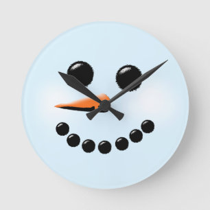 Horloge Ronde Snowman Face d'hiver