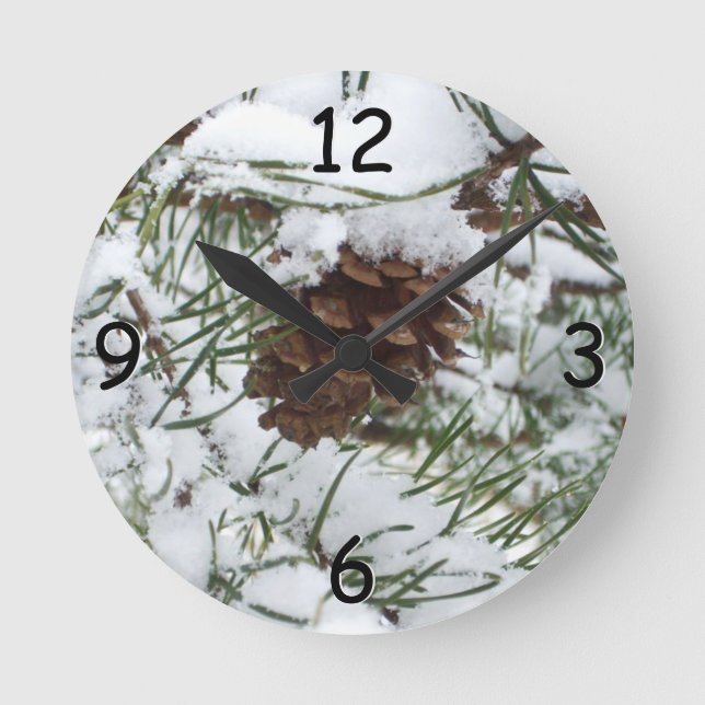 Horloge Ronde Snowy Pine Cone I (Recto)