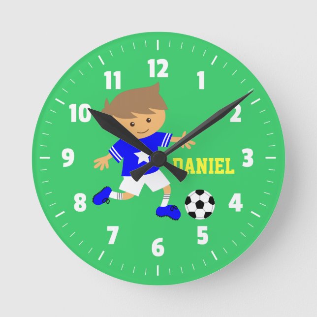 Horloge Ronde Soccer Star Boy, The Football Theme for Boys (Recto)