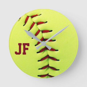 Horloge Ronde Softball de Personalized yellow