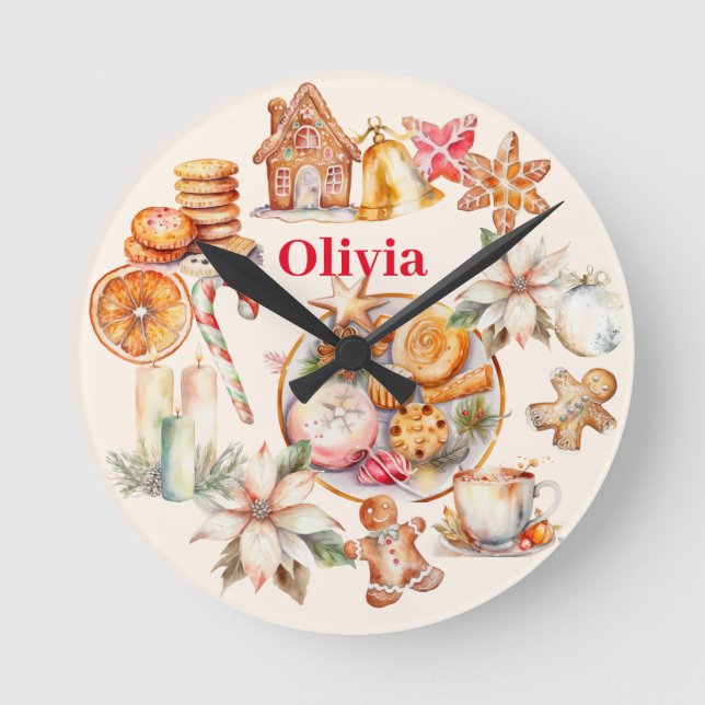 Horloge Ronde Soirée de Noël en pain d'épices (Recto)