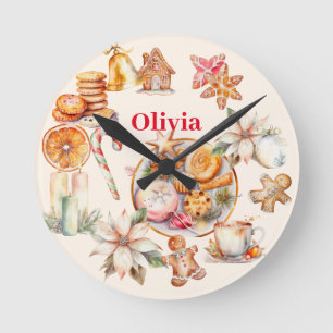 Horloge Ronde Soirée de Noël en pain d'épices