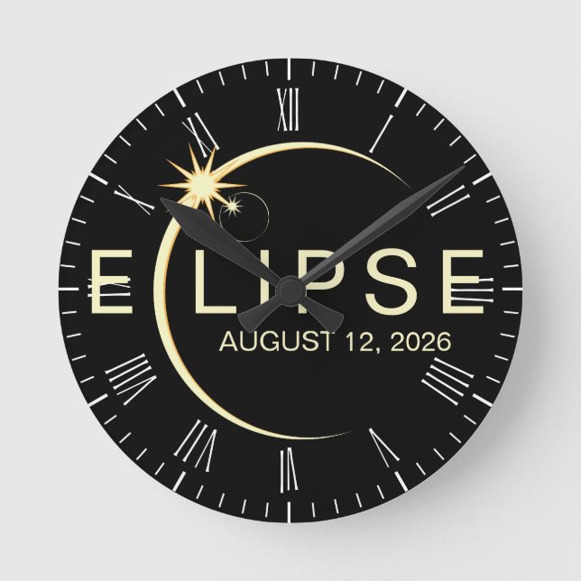 Horloge Ronde Solar Eclipse Astronomy Event 2026 (Recto)