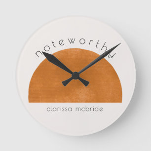 Horloge Ronde Soleil Abstrait minimaliste moderne personnalisé