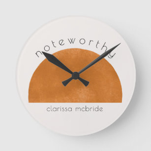 Horloge Ronde Soleil Abstrait minimaliste moderne personnalisé