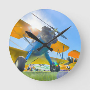 Horloge Ronde Soleil Biplane