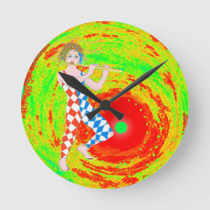 Horloge Ronde Soleil rouge et un art de bouffon
